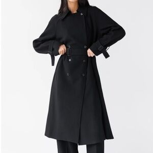 NWT Oak + Fort oversized black trench coat small